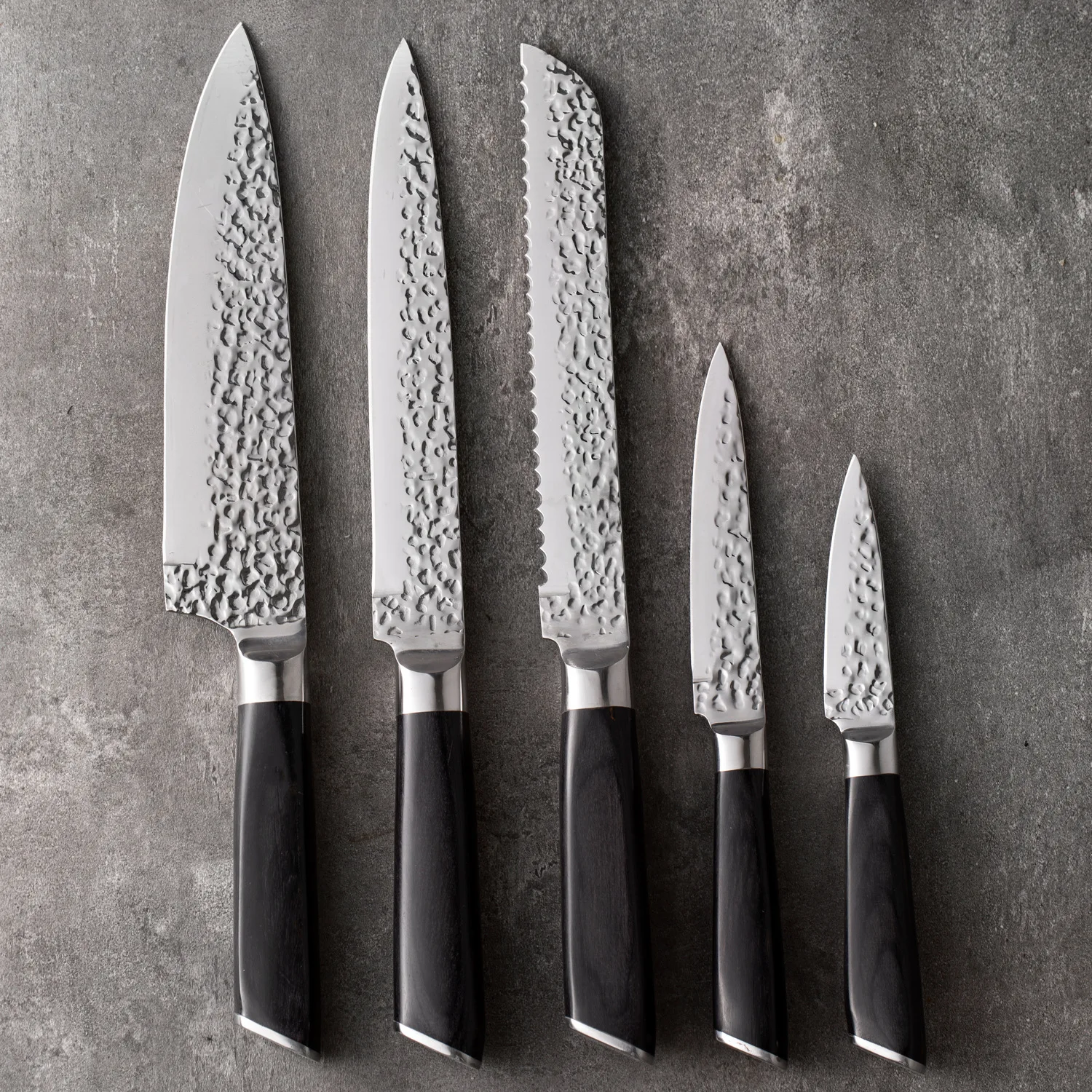 Hot selling 3Cr13 Stainless steel Kitchen Slicing Chef Knives set  Forging edge With Pakka Wooden