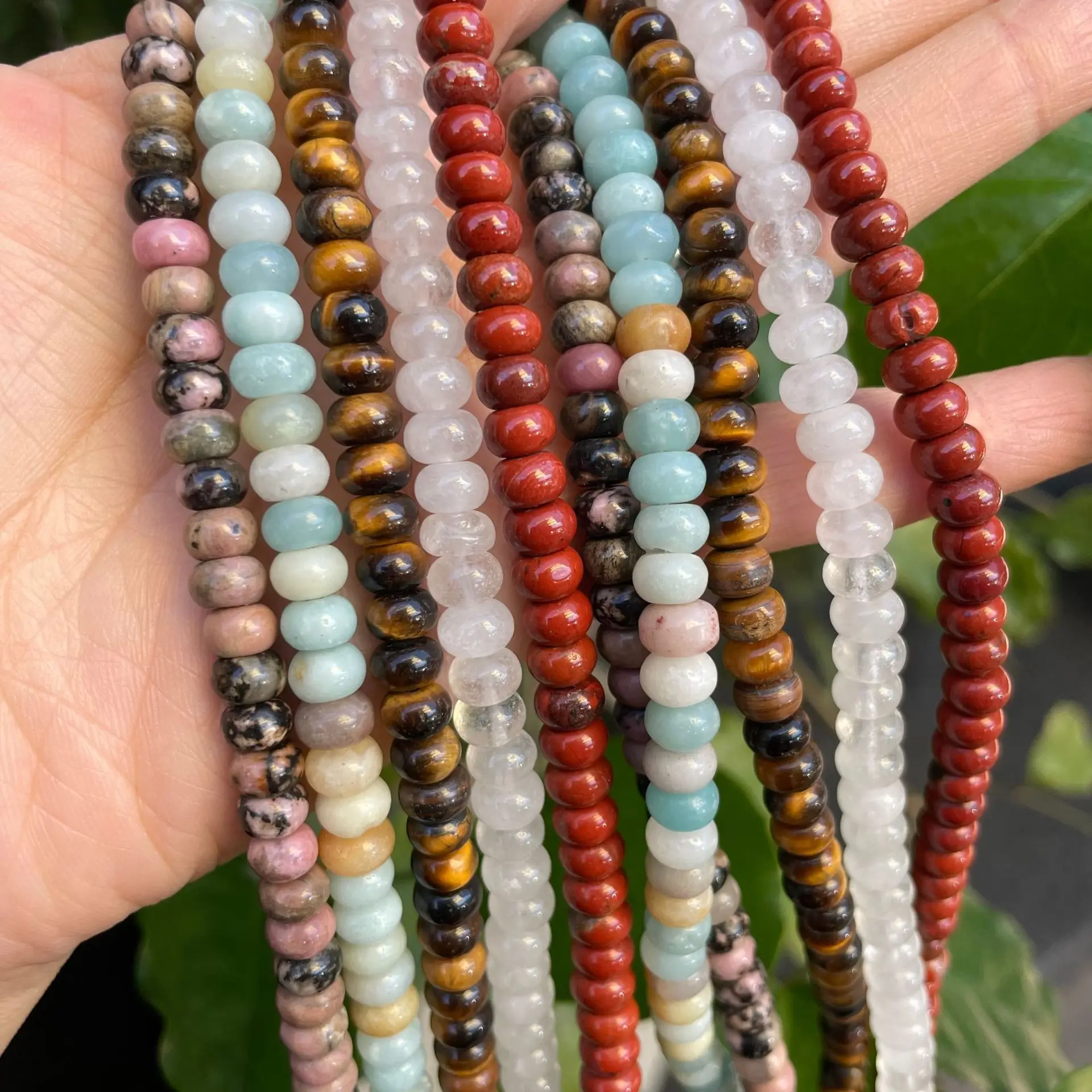 6*4mm Nature Stone Abacus Beads Red Stone Tiger Eey Rondelle Loose Beads Strand Diy Bracelet Necklace Jewelry Accessories