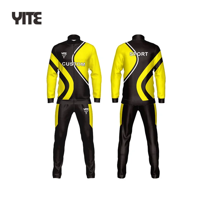 High Quality Cool Fluorescent Yellow Sportswear Jacket Set Tracksuit