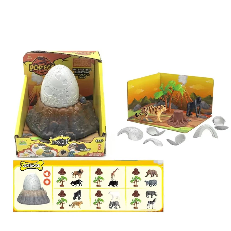Zhiqu Wholesale cartoon 12 kinds of animals Hatchling sound light assembled kinder surprise dinosaur egg