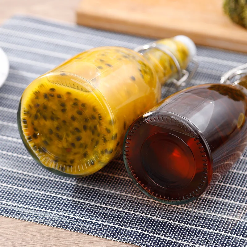 350ml 500ml 1000ml Wholesale Flip Top Transparent Amber Blue Beer Glass Bottle With Swing Caps