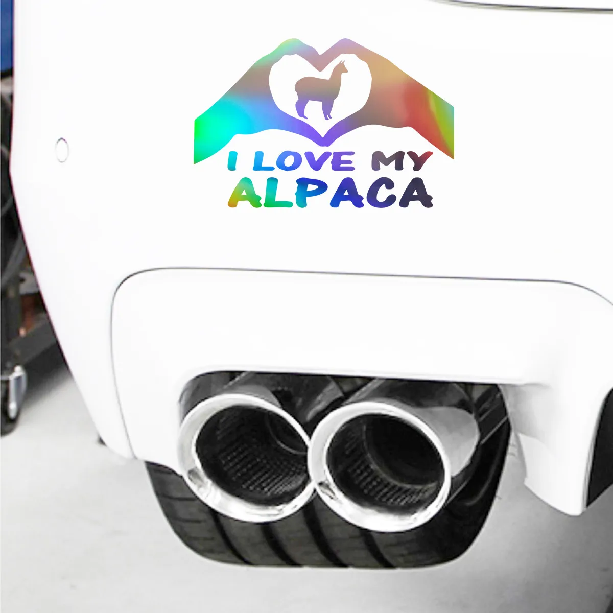 I Love My Alpaca Car Laser Sticker Vinyl Decal Car Truck Bumper Window Laptop Sticker Decor Gift Die Cut Decals Window Glass