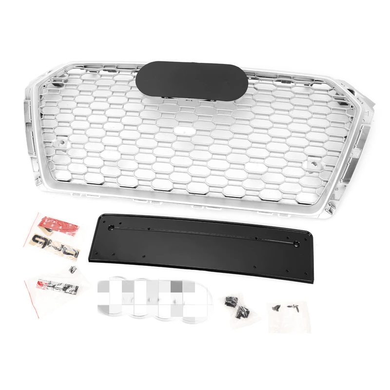 Gloss Silver chrome Black A4 B9 RS4 ABS front Grills  Front Car styling honeycomb mesh Grills A4 B9 2016+ A4 B9 Grill