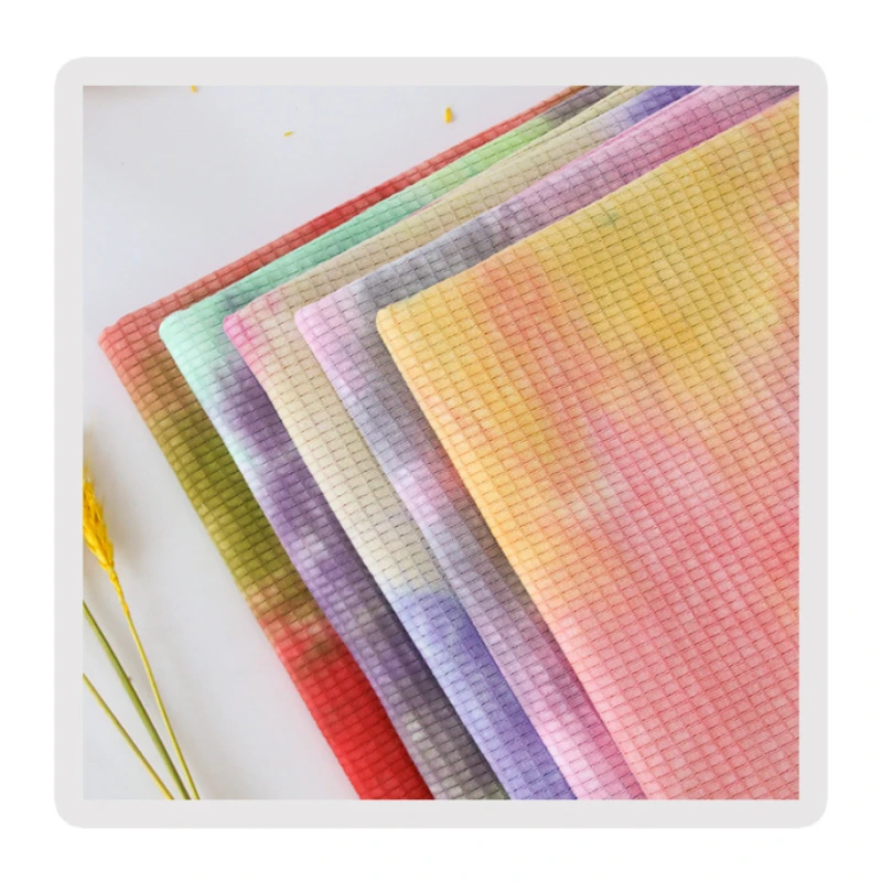 Free A4 sample service 160gsm Knit 100%cotton tie dye rib fabric for garment