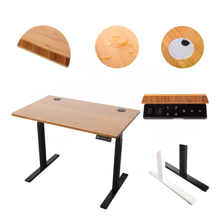 Регулируемая высота офисный стол с пультом дистанционного управления, бамбук электрическая высота регулируемый стол