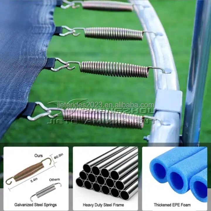 outdoor gymnastic fabric 6ft 8ft 10ft 12ft 16ft round park trampoline with tent enclosures slide ladder for adults