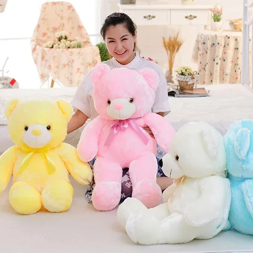Wholesale multi-color light-emitting teddy LED bow-filled cotton soft bear cute plush teddy bear