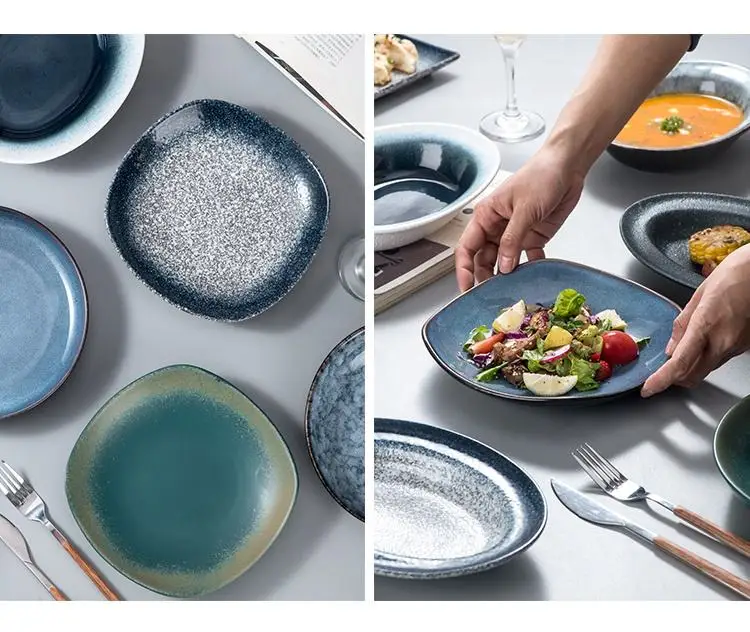 Factory price hot selling 10 inch modern irregular dinner plates porcelain plate ceramic dinnerware plate  for restaurant