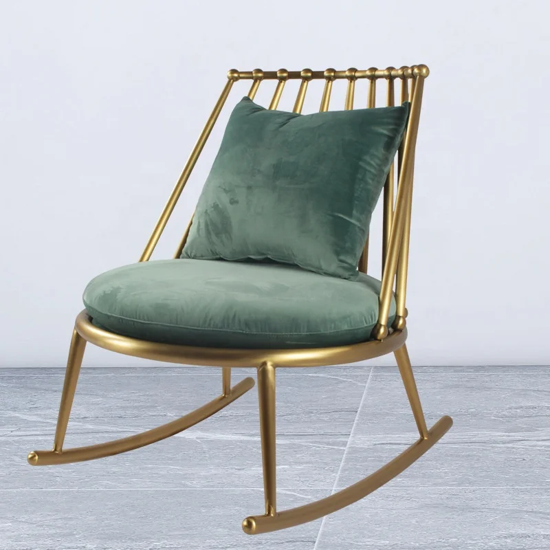 Modern Comfortable Hotel Green Velvet Lounge Rocking Chair Promotional for Living Dining Hall Villa Living Room Sofa Corner Use