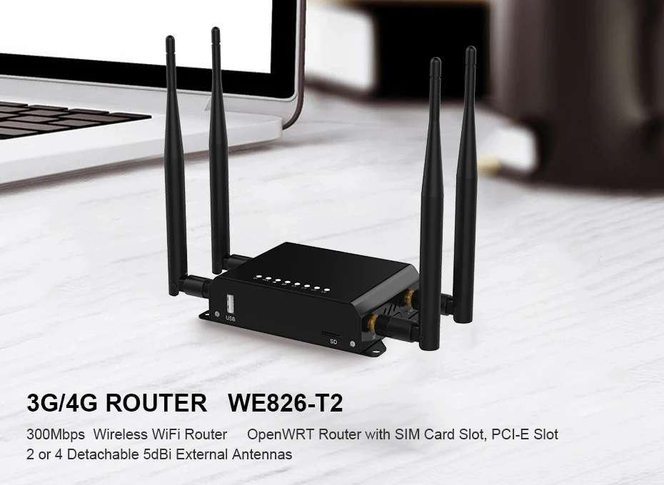 Metal Case wifi router rj45 port 4g LTE router with removable 5dBi antenna