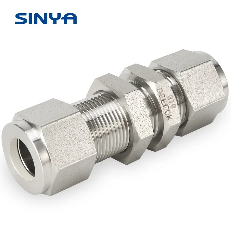1/4in Tube OD Tube Fittings 316 Stainless Steel Double Ferrule Union Coupling Compression Swagelok Type Straight Union Connector