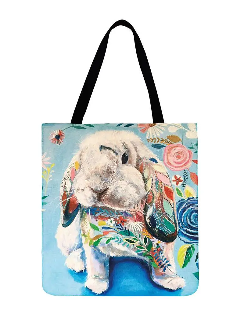 Ladies Shoulder Bag Watercolor Animal Painting Printed Tote Foldable Shopping Bag Outdoor Beach Bag Casual Totes