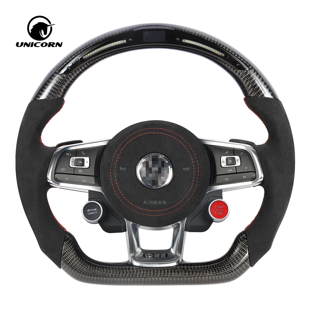 Пользовательский светодиодный руль из углеродного волокна для Volkswagen Polo MK4 MK5 MK7 MK8 Golf 5 6 7