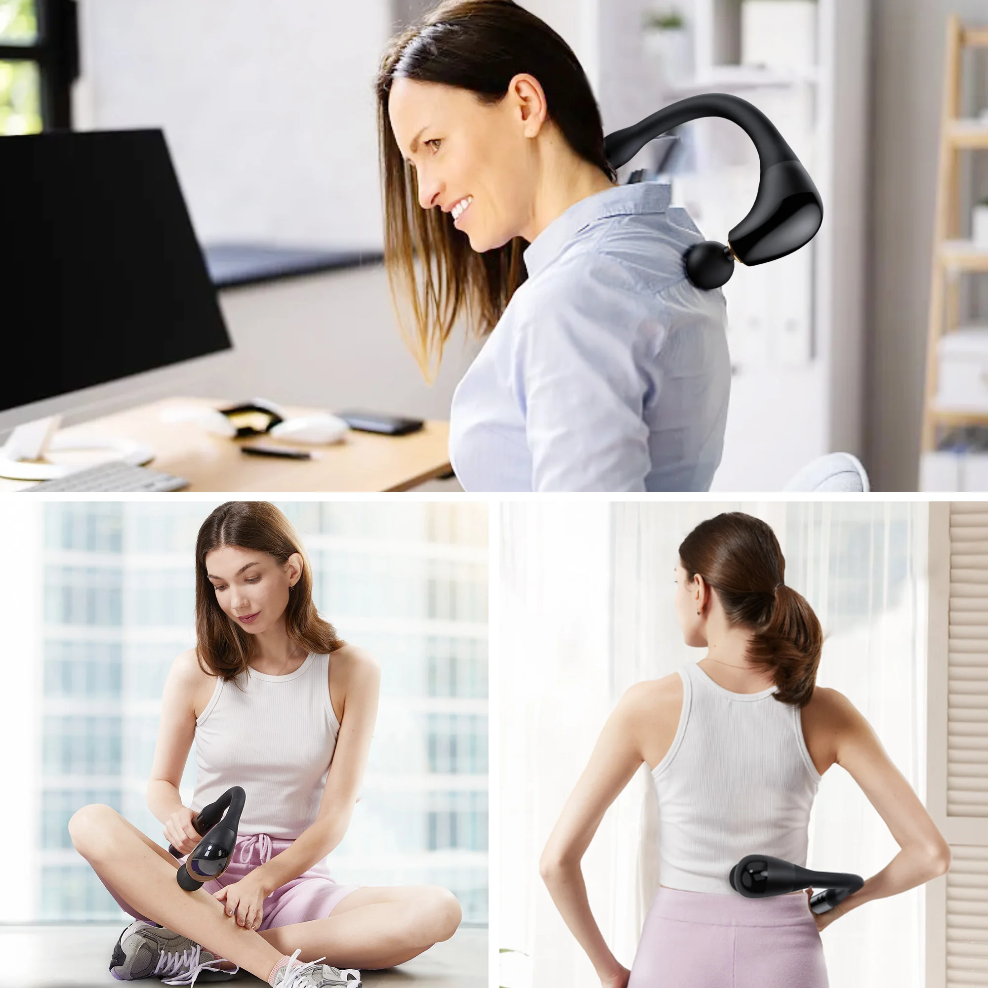 wireless using massage hammer with curved holder which no need to ask others to help you for back and waist relax