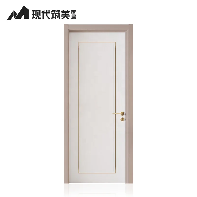 White French contemporary water resistant noiseless soundproof indoor MDF plywood PVC interior room wooden door
