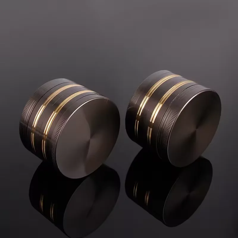 New Arrival Noble Luxurious Black Color 62mm 4 Parts Smoke Grinder Herb Zinc Alloy Grinder with Custom Logo Wholesale