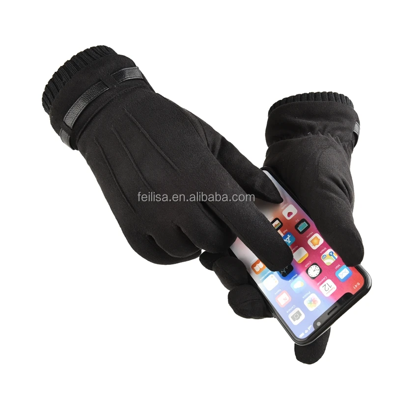 Factory direct sale outdoor sports running gloves motorcycle touch screen suede fabric gloves