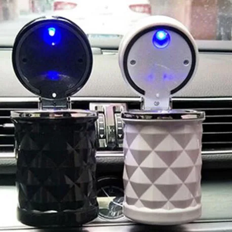 ABS fireproof Portable Car Travel Cigarette Cylinder LED Ashtray Holder Cup SW200478