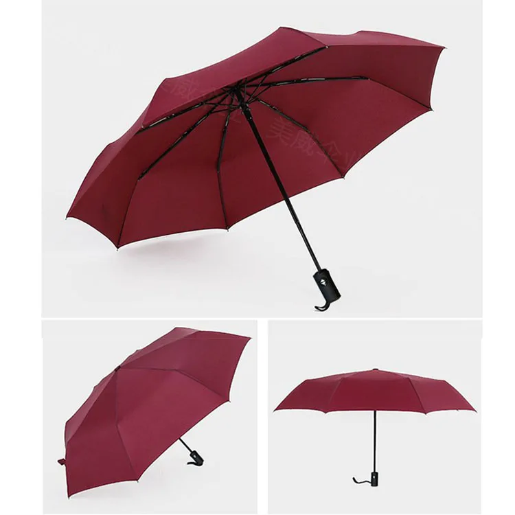 Fully Automatic 23-Inch 8K Bones 3-Fold Umbrella with Custom Logo Print Plastic Handle Modern Design Style Adults Business Gifts