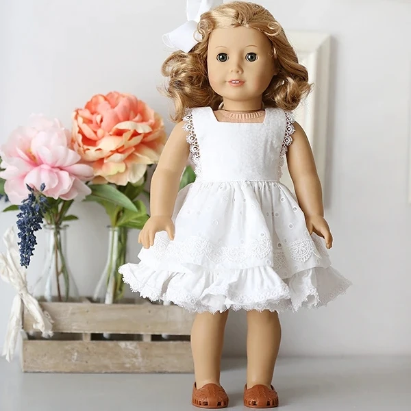 2020 boutique white lace doll dress 18 inch baby doll clothes