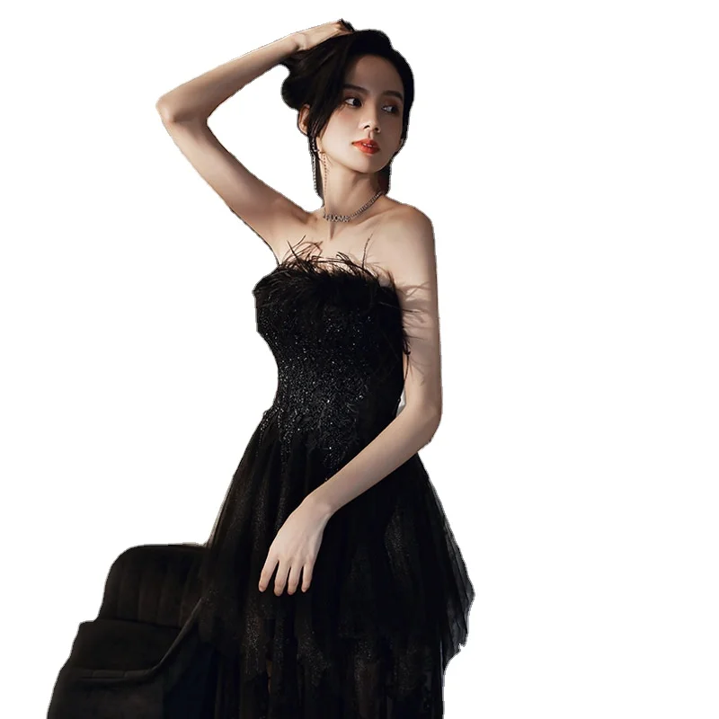Black evening dress 2020 new banquet temperament Hepburn style ladies usually wear dresses  drop shipping fulfill