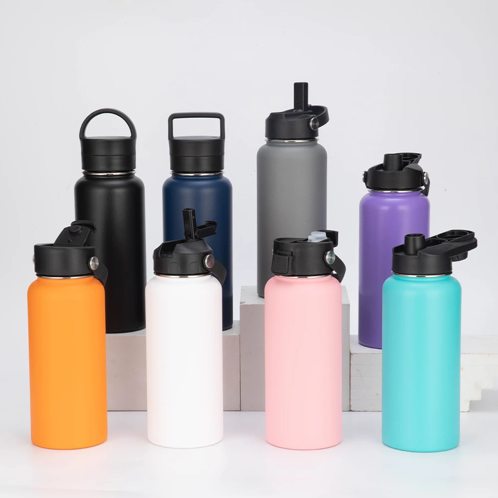 32oz Hydro Water Bottle Flask Stainless Steel Reusable Vacuum Insulated Wide Mouth Sports Bottle with Straw Lid