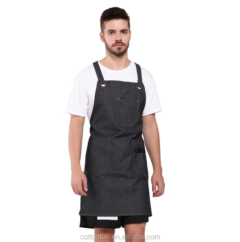 2020 new model embroidery logo cotton kitchen apron/garden apron