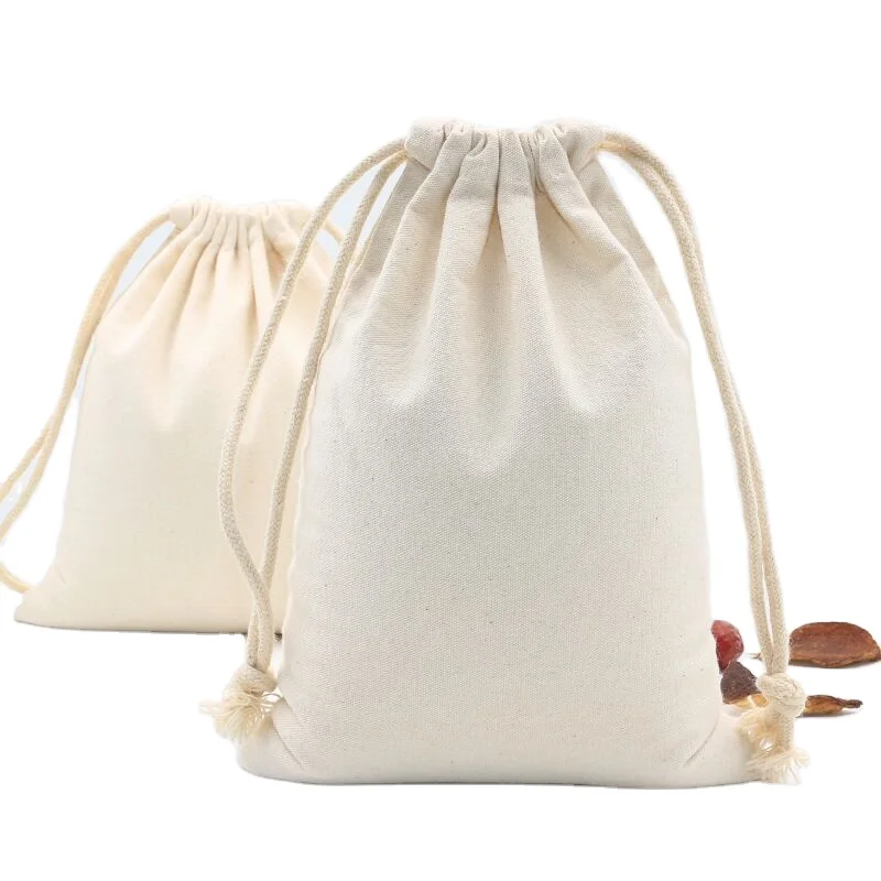 Canvas Drawstring Storage Bag Flour Rice Tea Packaging Pouch