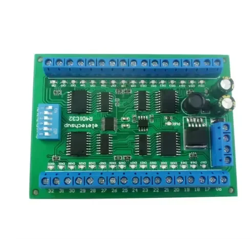 DC 12V 24V 32-Channels DIN35 C45 Rail Box RS485 Modbus RTU ULN2803A Darlington Transistor Controller PLC IO expansion Board