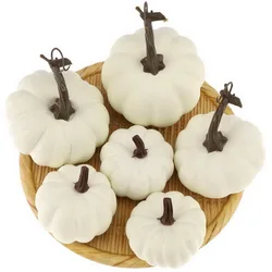 Gresorth Artificial White Pumpkins Wholesale Fake Vegetable Fall Autumn MINI Pumpkin Set Halloween Christmas Holiday Decoration