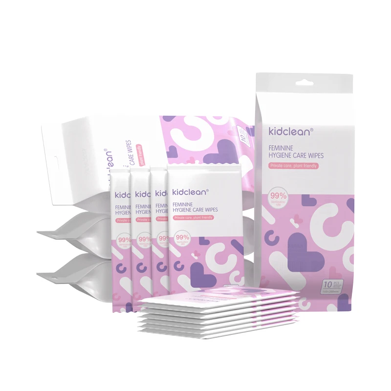 With Customized Brand 10pcs per Bag Individual Wrapped Natural Feminine Wipe For Intimate Care
