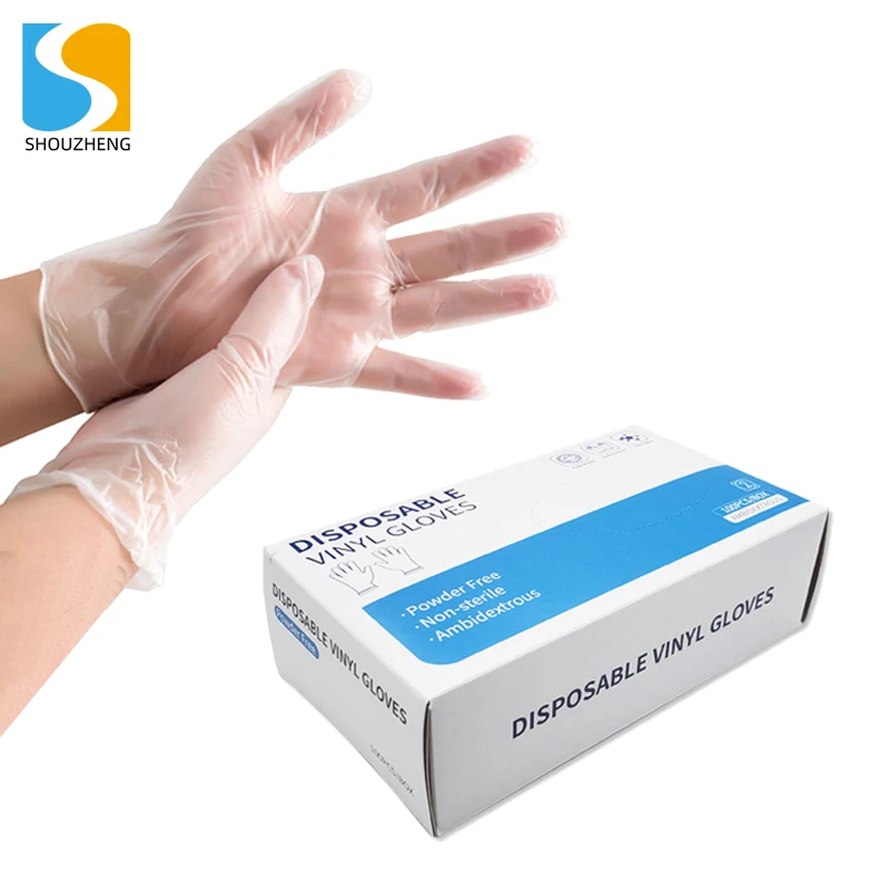 HBSOSUN Large Medium Small Vinyl Gloves Blue Black Pink Clear 100pcs Box Powder Free Food Grade Manufacturers