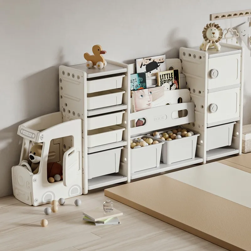 kids Furniture Custom Plastic Movable Chest Corner Cupboard Rack Drawer Toys Storage Children Kids Cabinets for Kindergarten Use