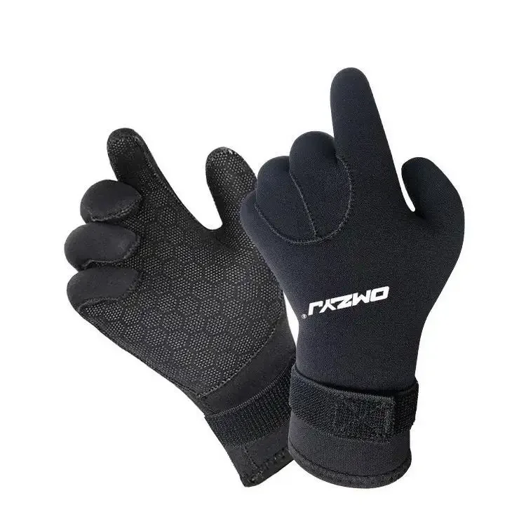 Factory Custom 3mm 5mm SCR Neoprene Fishing Hunting Surfing Diving Gloves With 5 Fingers And Non-slip Palms
