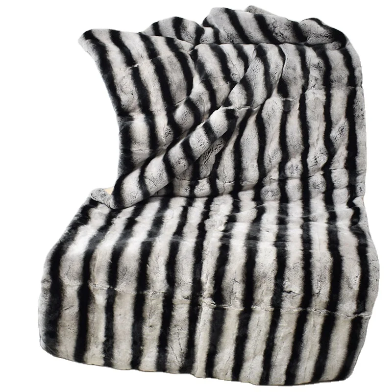 Модное роскошное высококачественное толстое одеяло из Шиншиллы и кроличьей кожи MWFur для кровати