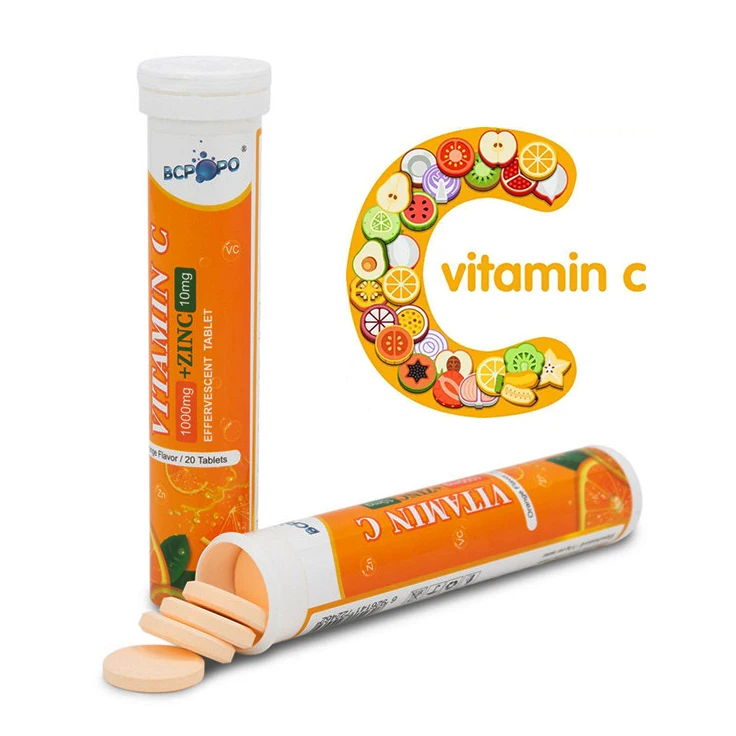 
 OEM Private label supplements manufacturer vitamin c 1000mg zinc 10mg effervescent tablet  