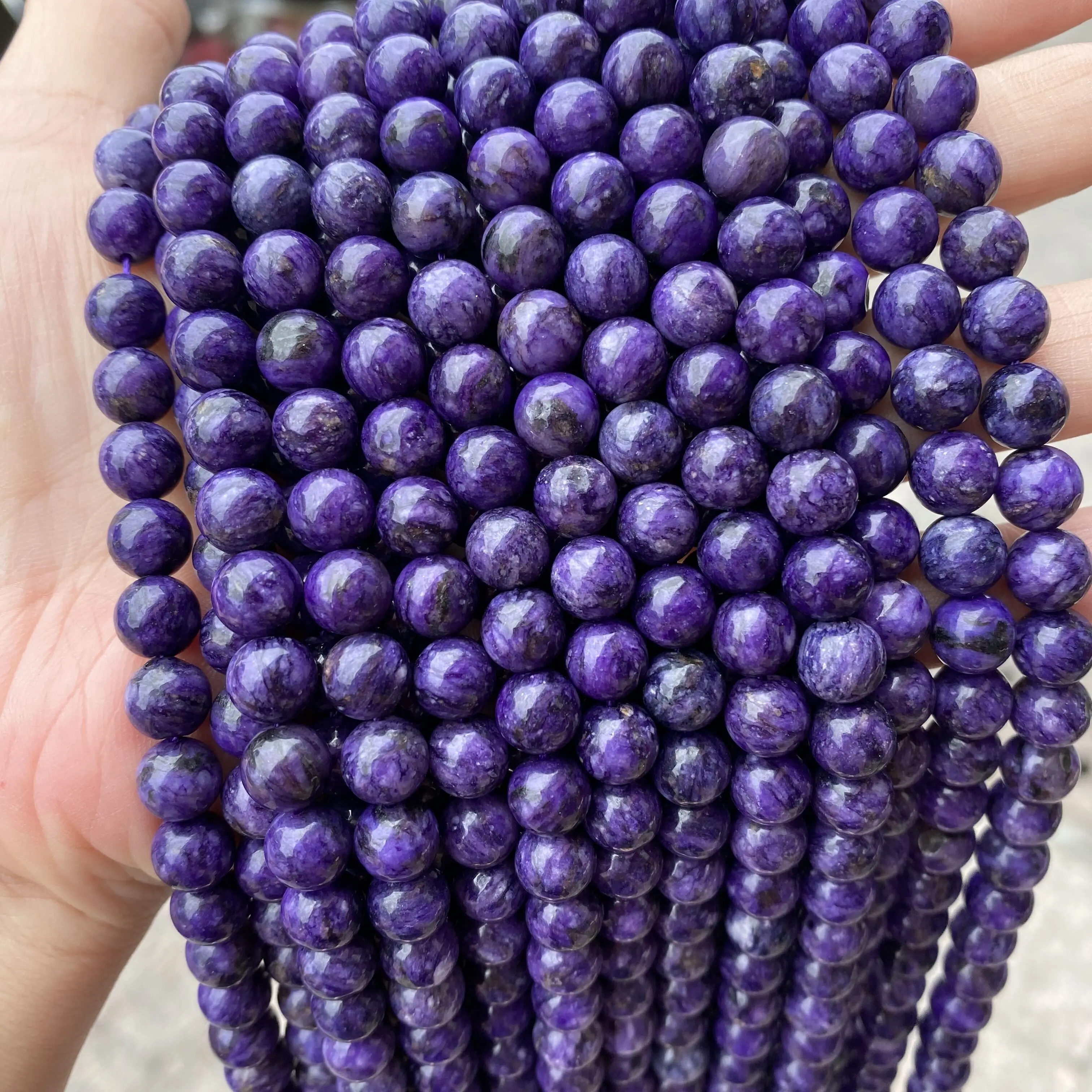 Окрашенные цветные бусины из натурального камня Charoite 4/6/8/10 мм