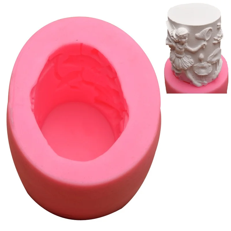 
Fusimai Large Cylinder Silicon Cake Mold 3D Lotus Flower Fairy Angel Girl Silicone Candle Molds 