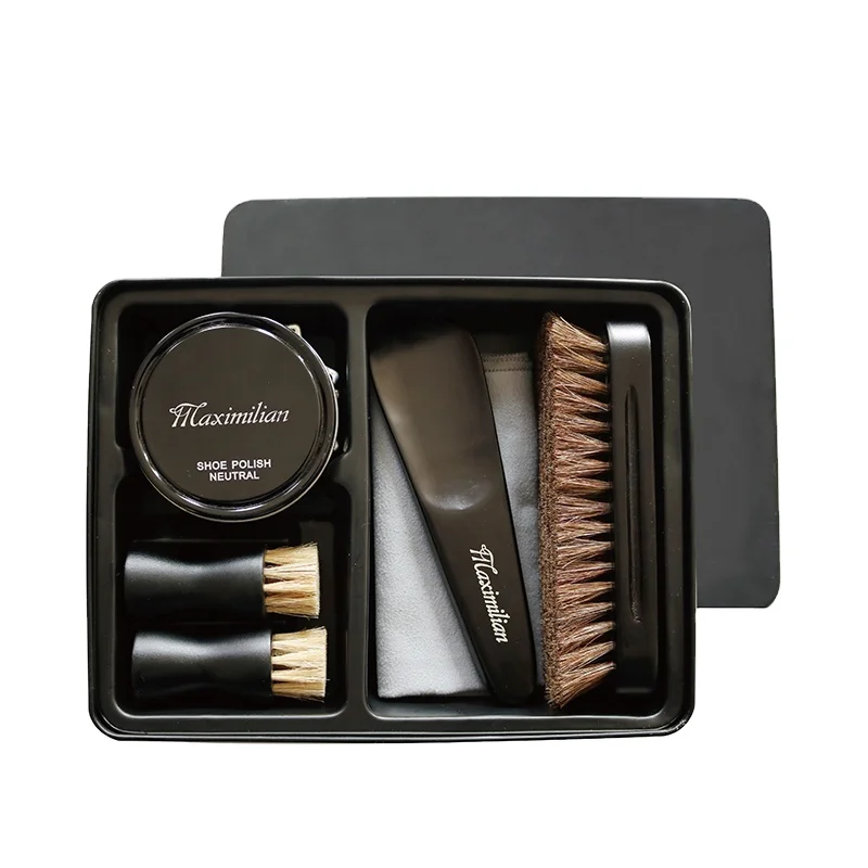 Factory Wholesale Upscale Travel Leather Shoe Care Kist Shine Kit shoe cleaning brush Polish Kit