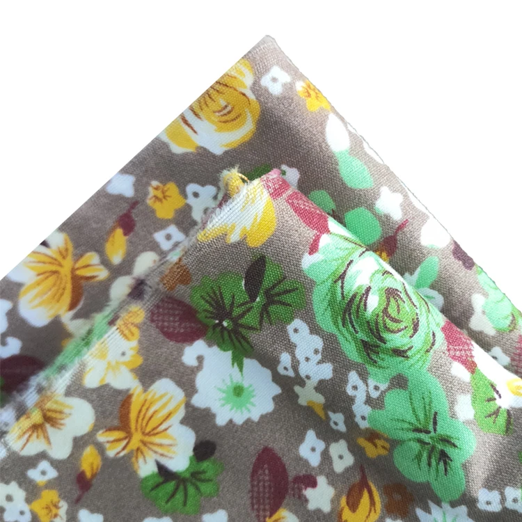 Small Floral Brown Base Disperse Printed Microfiber Polyester Fabric Customizable Color