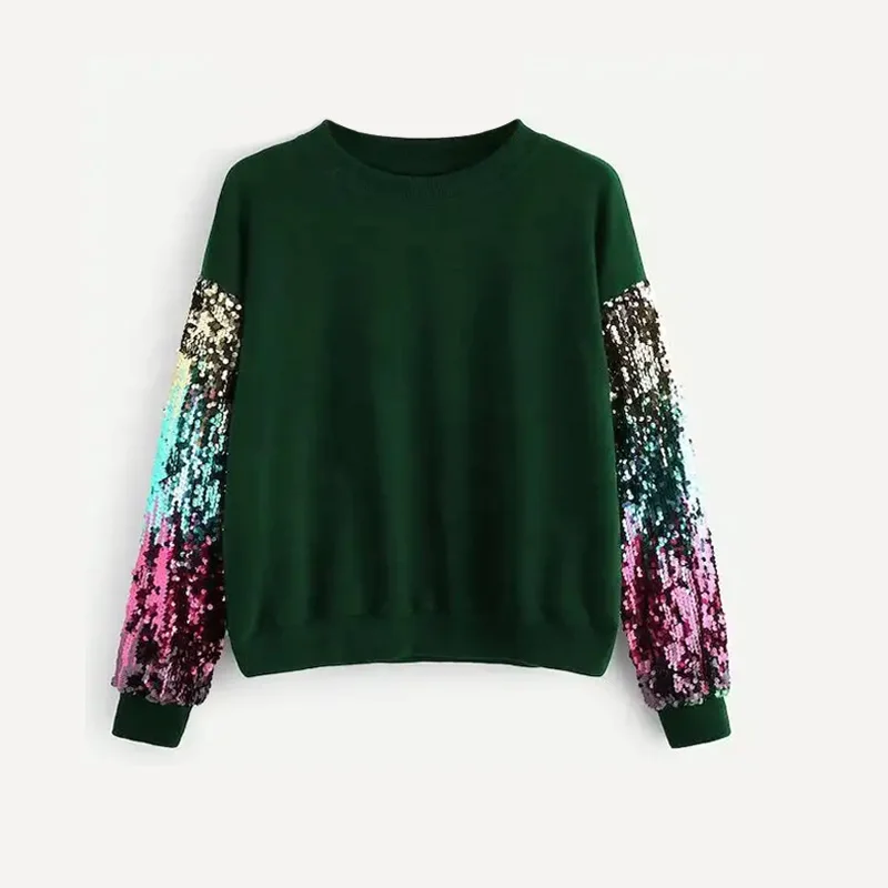 Женская Осенняя толстовка из полиэстера с длинным рукавом и круглым вырезом