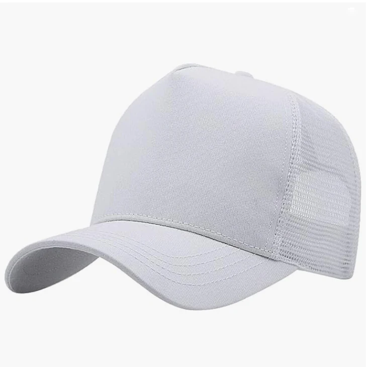 custom high crown trucker hat blank 5 panel white trucker hat