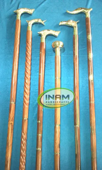 New Decorative elderly Wooden walking sticks and canes with Brass handles / wooden walking canes with brass handle
