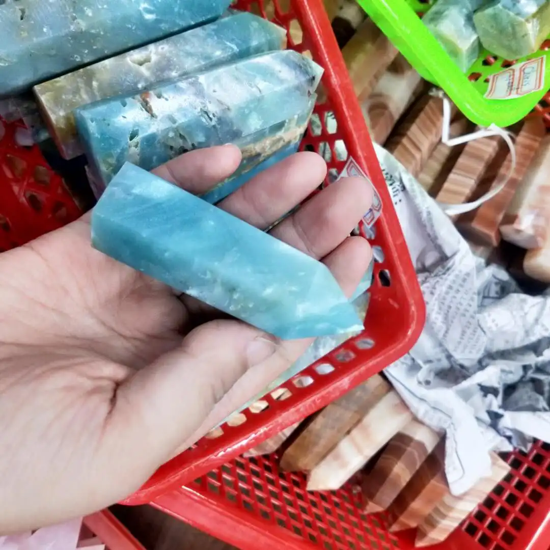 Wholesale High Quality Sky Blue Quartz Point Tower Wand Obelisk Natural Healing Crystals Stone
