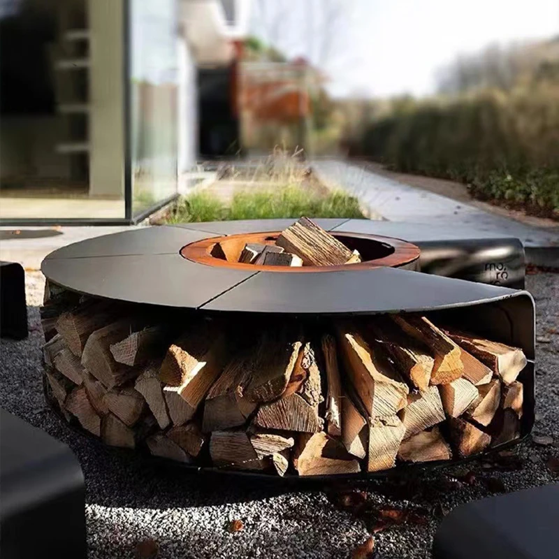 Custom Cast Iron Wood Burning Fireplace Fire Pit Furnture Outdoor Set