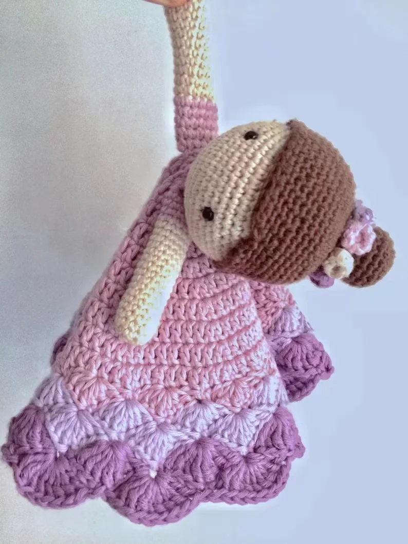 Hand Knitted Crocheted Baby Girl Comforter Security Blanket Crochet  Plush Toys for Newborn baby
