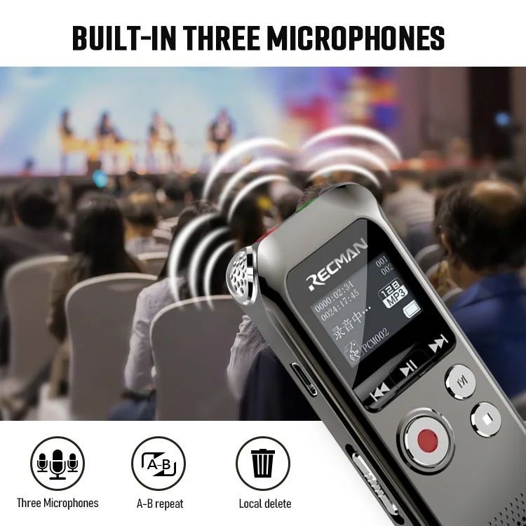 Цифровой звукозаписывающее устройство 32 ГБ, звукозаписывающее устройство с голосовой активацией и проигрывателем MP3