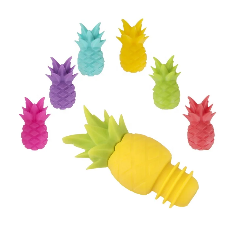 Creative colorful fruits shape ecxcellent quality silicone red wine stopper