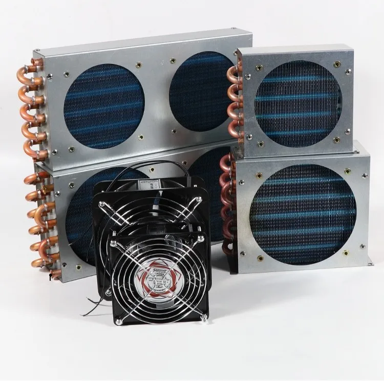 Shell condenser radiator refrigerator freezer air cooled water cooled fan Aluminum fin copper tube heat exchanger