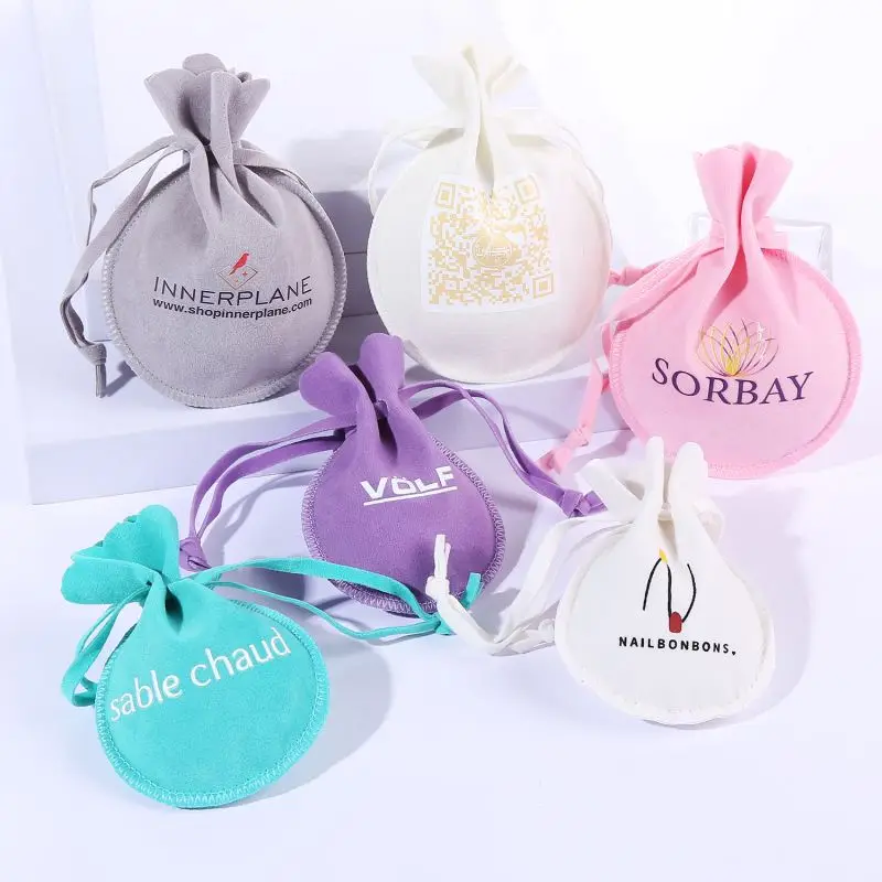 Custom Brand Logo Super Quality Suede Gift Gourd Pouches Drawstring Velvet Jewelry Calabash Bags